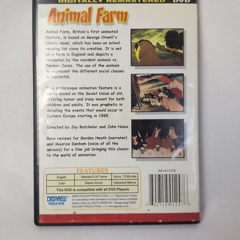 George Orwell’s Animal Farm DVD 2004 Animated Feature Film Remastered Political - Picture 3 of 5